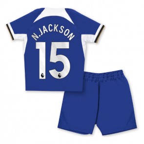 Chelsea Nicolas Jackson #15 Hemmaställ Barn 2023-24 Kortärmad (+ Korta byxor)
